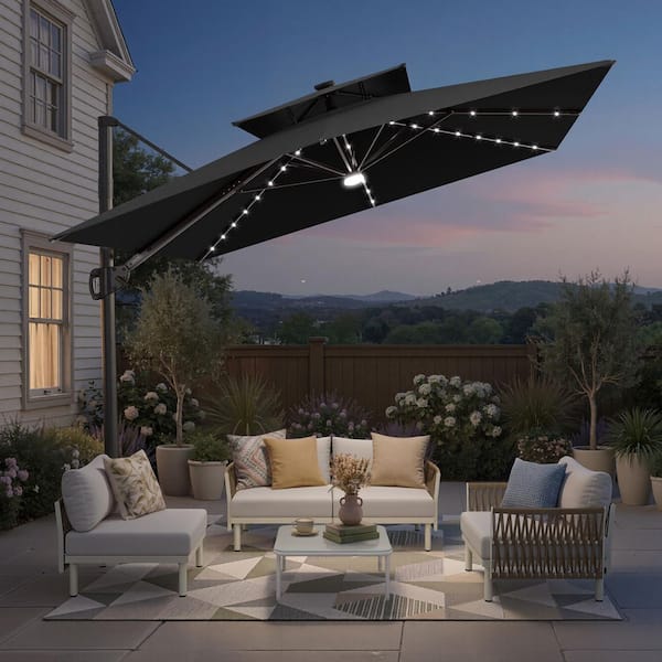 12 foot offset patio umbrella Grand Outdoor FT Cantilever Sunbrella Umbrella, Patio crank and has wheels for easy movement Crestlive Products 12 ft. x