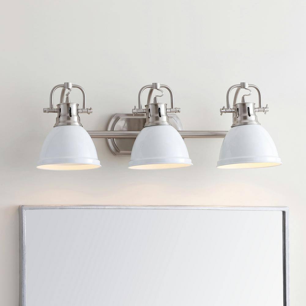 Roland 24.25" White and Nickel Three-Light Bathroom Sconce
