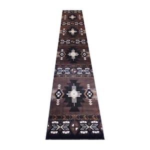 Chocolate 3 ft. x 16 ft. Rectangle Native American Area Rug
