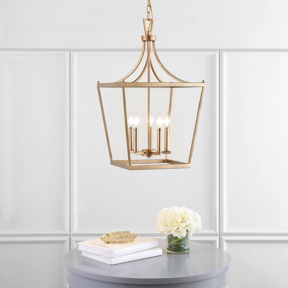 Contemporary Gold Pagoda-Style 16" LED Pendant Light