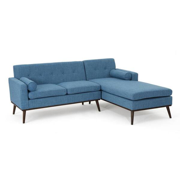 Noble House 2-Piece Muted Blue Fabric Chaise Sectional