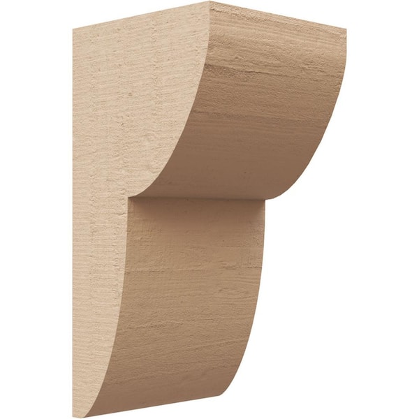 Ekena Millwork 4 in. x 8 in. x 4 in. Series 2 Wide Crestline Rough Cedar Woodgrain Timberthane Polyurethane Corbel, Primed Tan