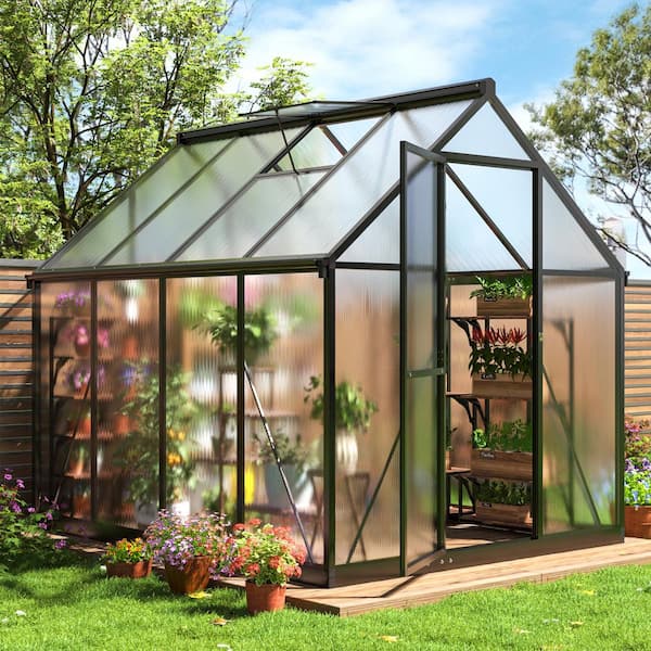 AirWire 6 ft. W x 7 ft. D Black Polycarbonate Greenhouse with Roof