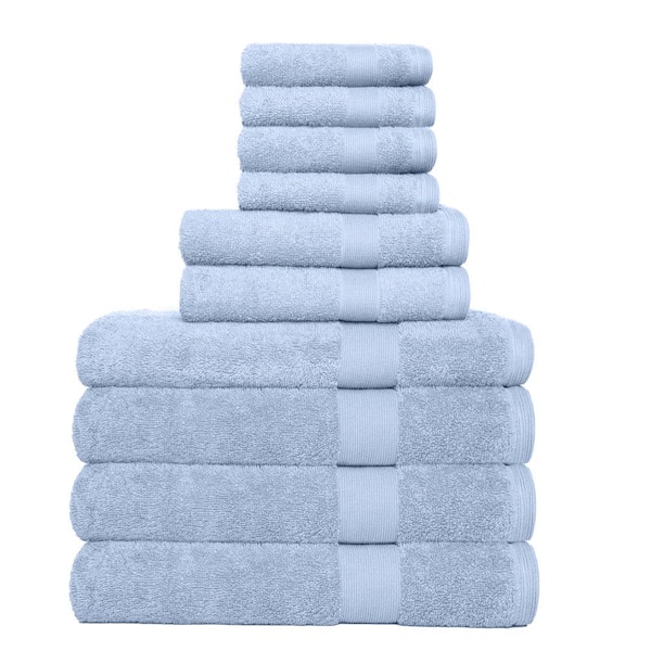 Rocklane 10-Piece Blue Dobby Solid Cotton Bath Towel Set 5865T7B124 ...