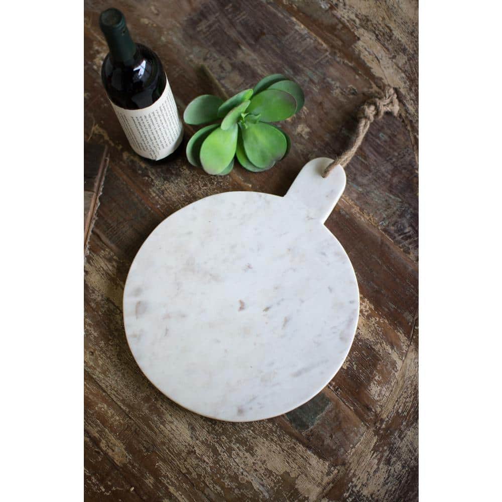 Round White Marble Cutting Board with Jute Hanger