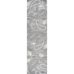 Julien Paisley High-Low Light Gray/Ivory 2 ft. x 10 ft. Indoor/Outdoor Runner Rug