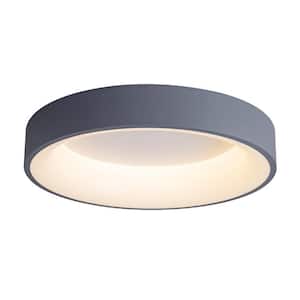 15.74 in. Gray Dimmable LED Flush Mount Ceiling Light with Remote Control