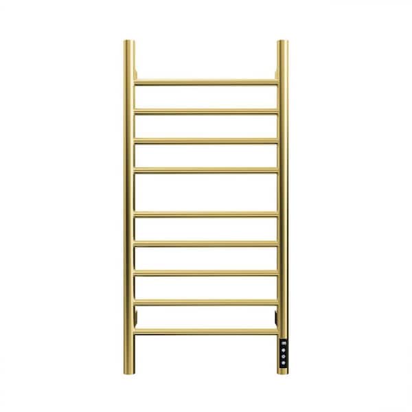 9-Bar Plug-In and Hardwire Towel Warmer in Brushed Gold