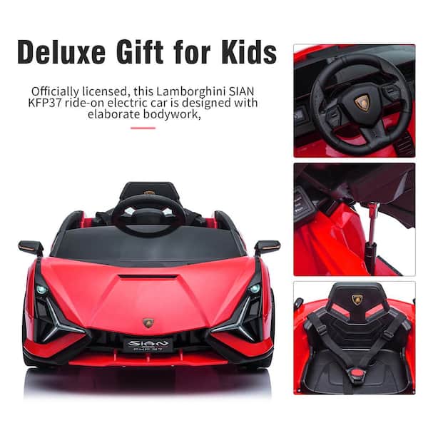 Battery Powered Cars Vehicles Birthday Gifts for Kids, 12V Kids Ride on Car Licensed Lamborghini with Remote Control, Headlights, MP3, USB, Seat Belt