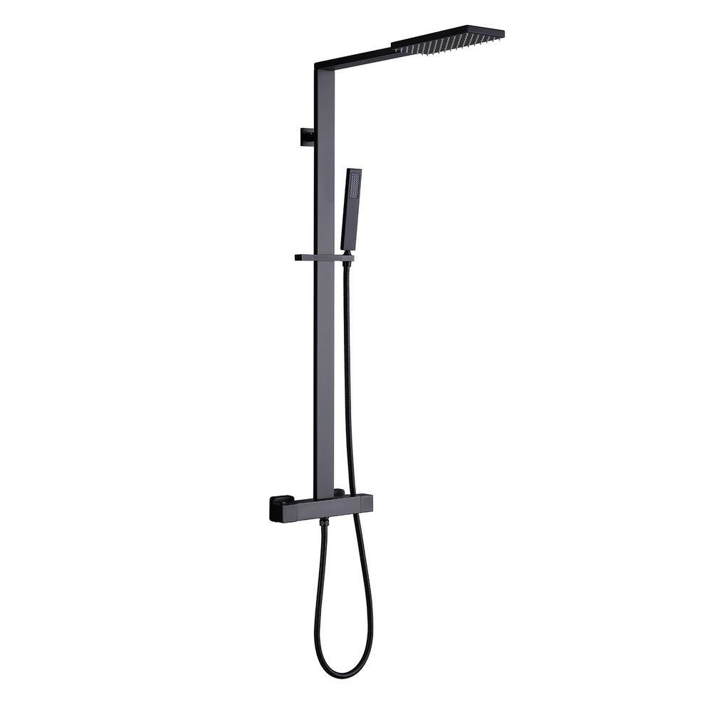 Tahanbath 2Spray Wall Bar Shower Kit with Hand Shower in Matte Black