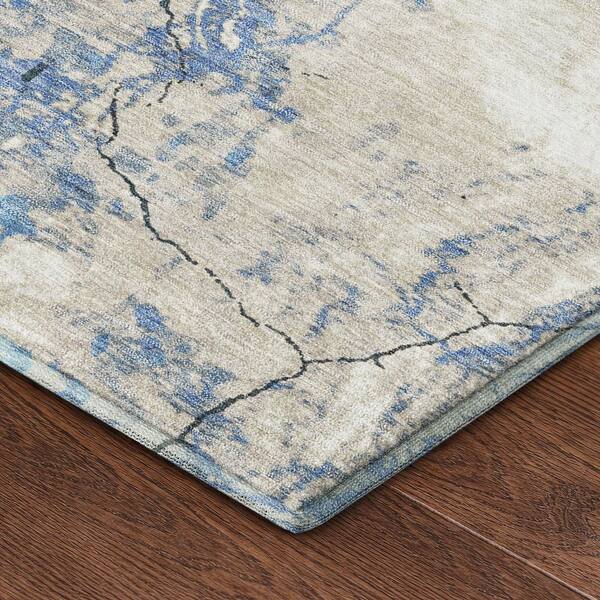 Mayfield Premium Machine Washable Abstract AMF2431 Denim 10 ft. x 14 ft. Area Rug