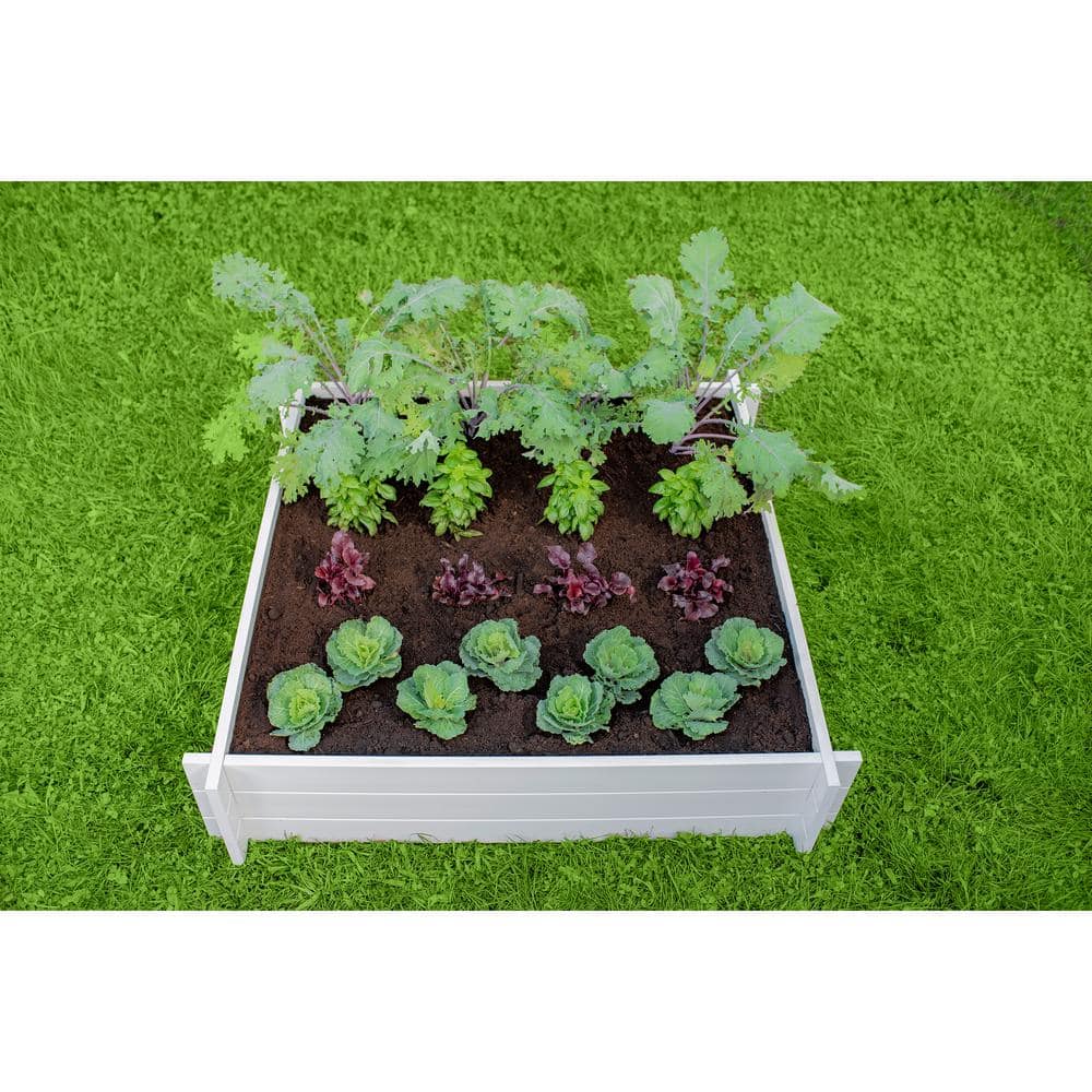 Classic Hudson 48" White Vinyl Raised Garden Bed