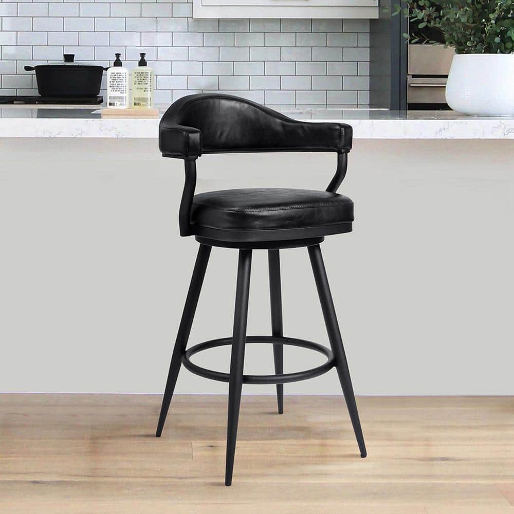 Amador 30 in. Bar Height Bar Stool in a Black Powder Coated Finish and Vint