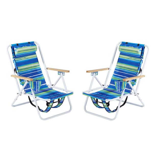 Sunocity Blue Metal Lawn Chair with Frame 600D Oxford Fabric and