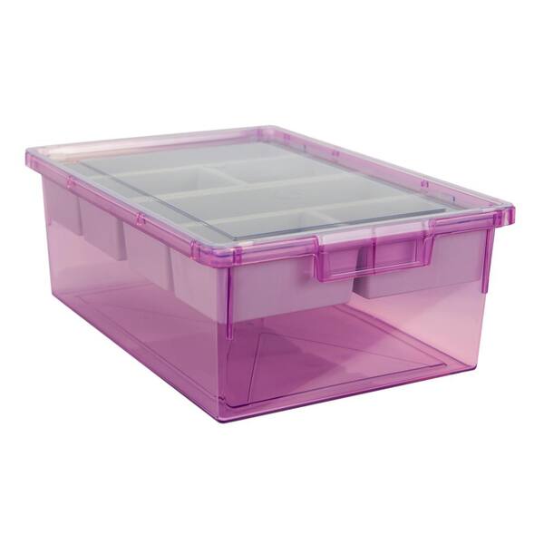 Purple Small Plastic Storage Bin 6 Pack