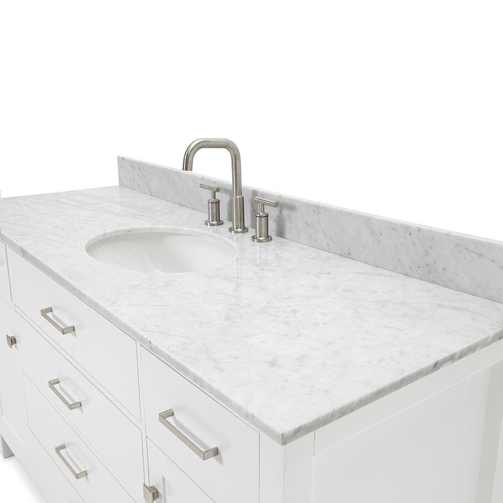 Bristol 61" White Marble Top Freestanding Single Vanity