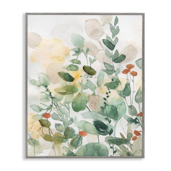 Stupell Industries Opaque Layered Leaves by Carol Robinson Gray Framed Nature Giclee Art Print 14 in. x 11 in.