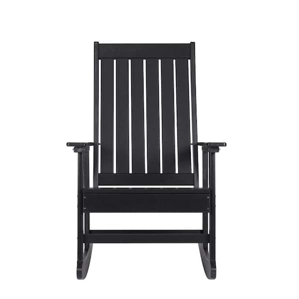Island Retreat Black Plastic Ez Care Outdoor Rocking Chair Nu6914 Island Retreat Black Plastic Ez Care, All Weather Rocking Chairs Black