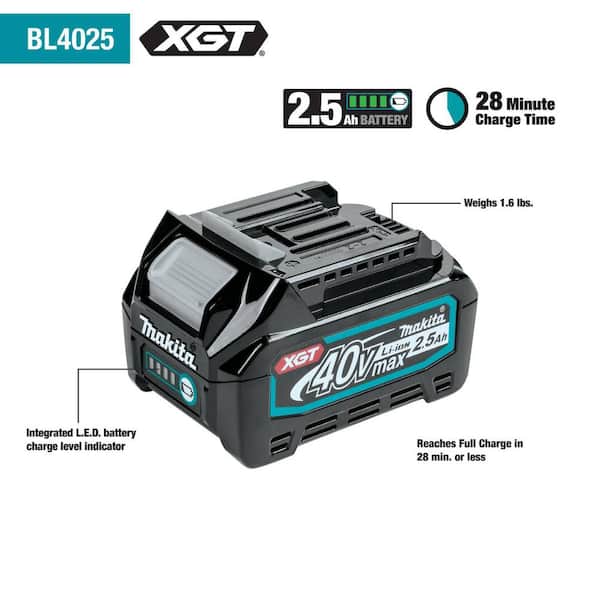 Makita 40V max XGT 2.5Ah Battery BL4025 - The Home Depot