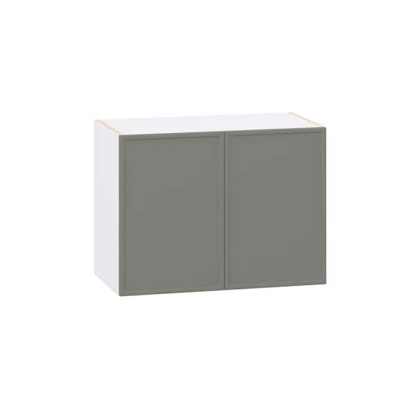 Fairview Moss Green Slim Shaker Assembled Wall Bridge Kitchen Cabinet (27 in. W x 20 in. H x 14 in. D)