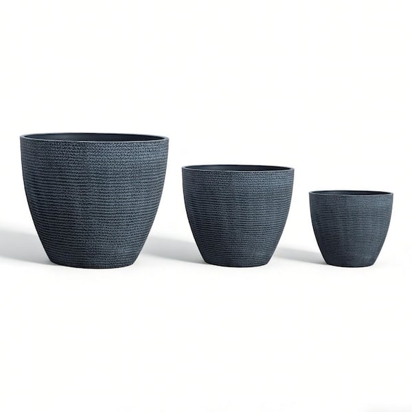 19.69 in. Top Dia x 16.7 in. H Gray PE Cone Outdoor Planter With Drainage Holes (2-Pack)