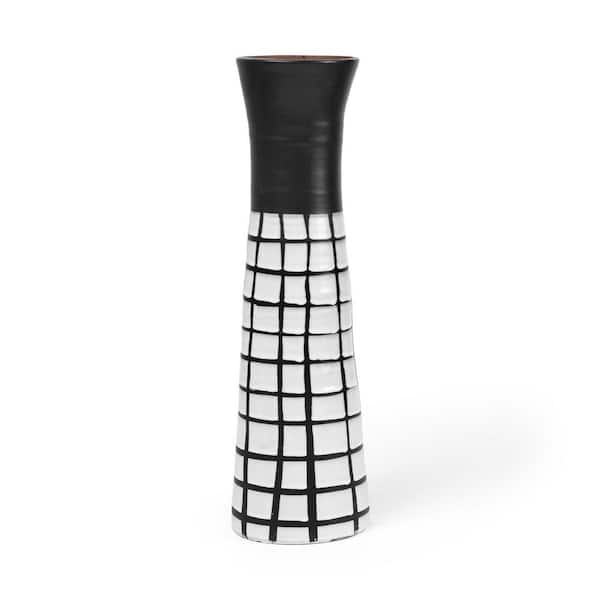 FRGMT M'Quve's Vase Black Whiteセット CosmoLiving by Cosmopolitan 13 in., 9 in. Black Tube Glass