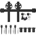 WINSOON 5 ft./60 in. Frosted Black Sliding Barn Door Track and Hardware ...