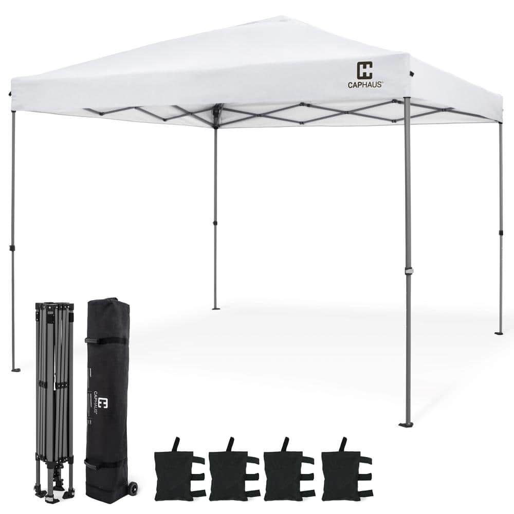 12 ft. x 12 ft. White Patented 1 Push Pop Up Outdoor Canopy Tent Heavy Duty Commercial Grade with Central Lock