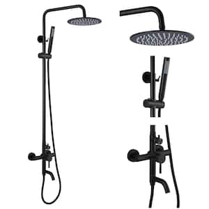 Outdoor Shower Fixture With Handheld Spray 8 In. Rainfall Shower head Tub Spout Wall Mount Triple Functions Combo Set