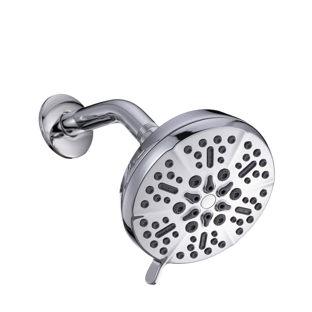 5-Spray Patterns 5 in. Wall Mount Fixed Shower Head with 2.5 GPM and Stainl