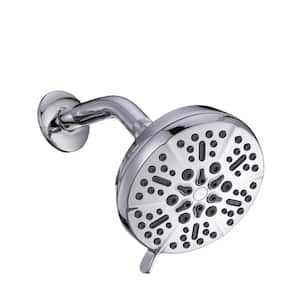 5-Spray Patterns 5 in. Wall Mount Fixed Shower Head with 2.5 GPM and Stainless Steel Shower Arm in Chrome