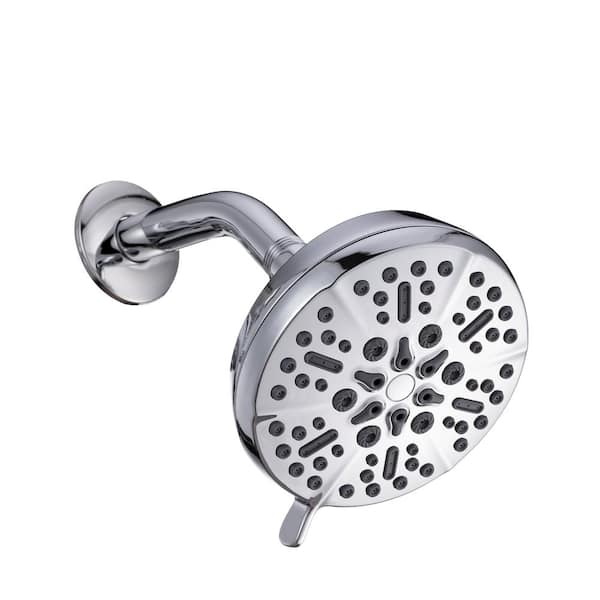 Boyel Living 5-Spray Patterns 5 in. Wall Mount Fixed Shower Head with 2.5 GPM and Stainless Steel Shower Arm in Chrome