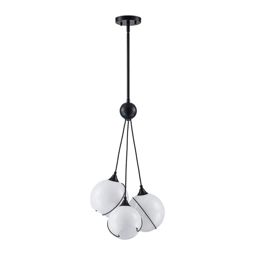 Auto 3-Light 13.8 in W Modern Minimalist Matte Black Cluster Pendant Light with Glossy Opal Glass Globes for Kitchen price history on PriceWatchPro