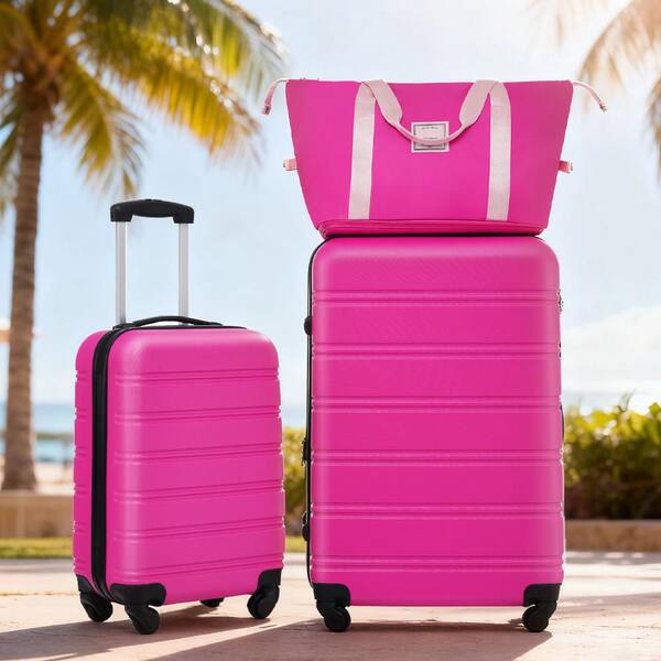 Tatahance 2-Piece Pink ABS Hardside Lightweight Spinner Luggage
