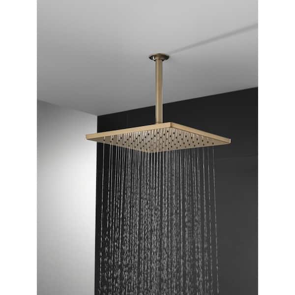 Gold 1-Spray Patterns 1.75 GPM 11.75 in. Wall Mount Fixed Shower Head in Champagne Bronze