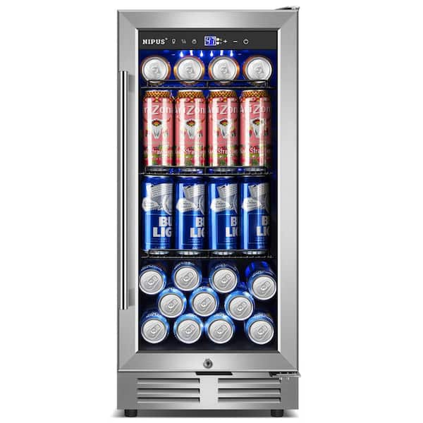 Hooure 15 in. 3.53 Cu. ft. 127 Cans Built-In Outdoor Beverage Cooler and Refrigerator in Stainless Steel, Silver