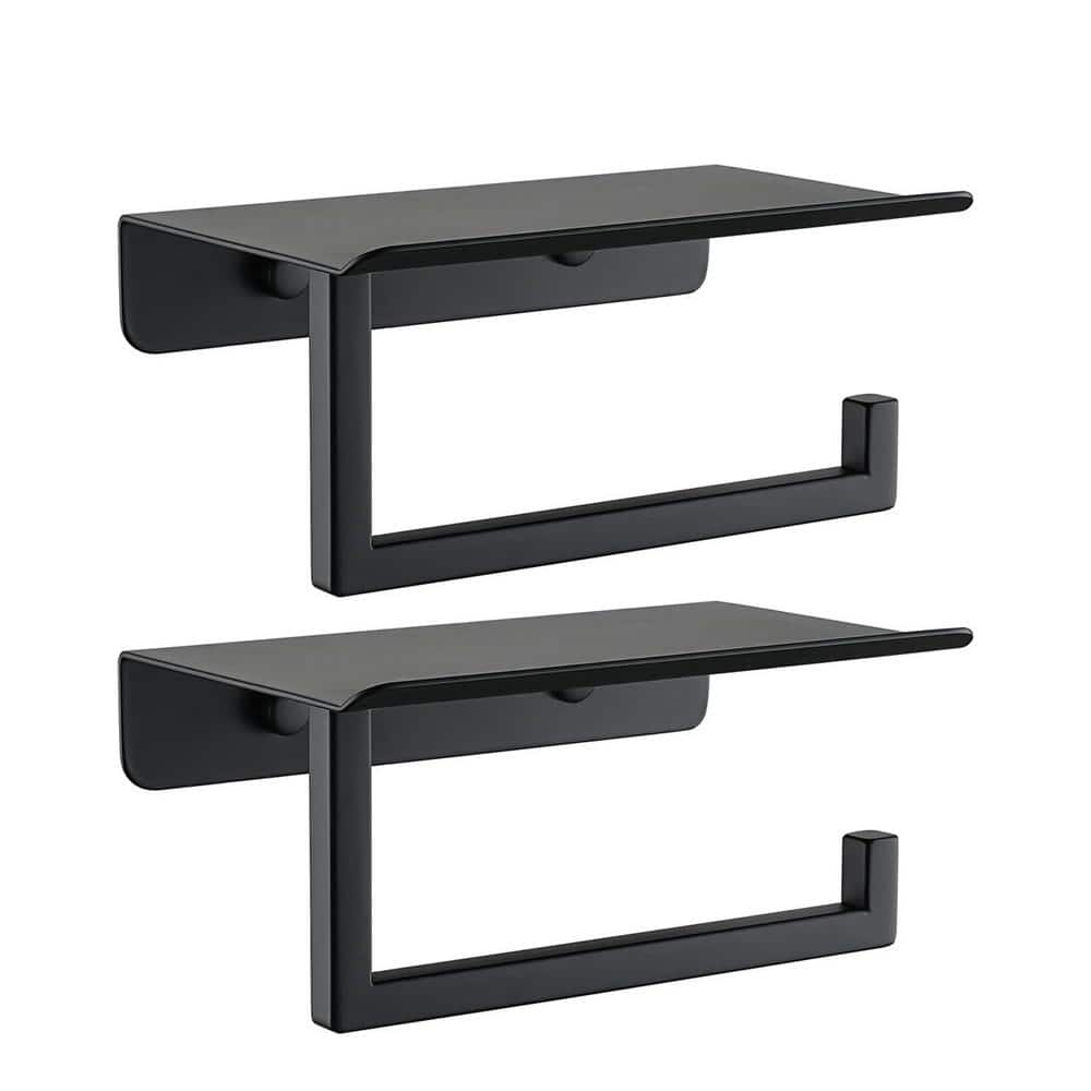 Bath Wall-Mount Single Post Toilet Paper Holder with Shelf in Matte Black(2 Pack) price history on PriceWatchPro