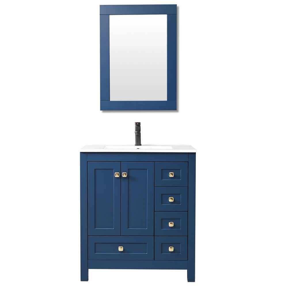 Eclife 30 Bathroom Vanity Set W/Drop in Sink Cabinet Mirror Combo - Bed  Bath & Beyond - 37569863