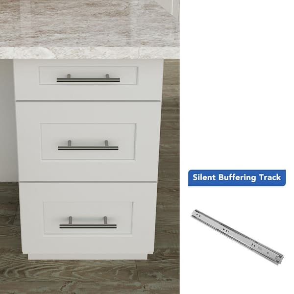 15 in. W x 24 in. D x 34.5 in. H Ready to Assemble Solid Wood Shaker Drawer Base Kitchen Cabinet in White