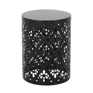 Soto Black Cylindrical Metal Outdoor Side Table