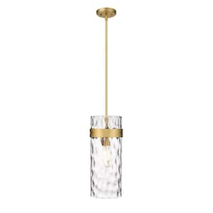 Fontaine 5.5 in. 1-Light Pendant Rubbed Brass with Clear Glass Shade