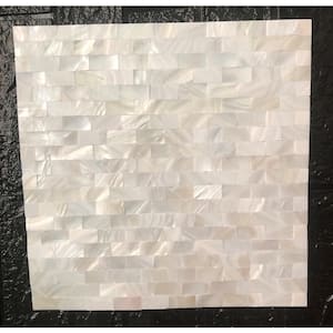 1-Sheet 11.8 in. x 11.8 in. White Peel and Stick Mother of Pearl Shell Tile for Kitchen Backsplash/Bathroom Seamless