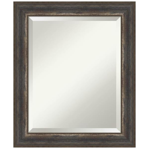 Amanti Art Medium Rectangle Alta Rustic Char Beveled Glass Classic Mirror (24.5 in. H x 20.5 in. W)