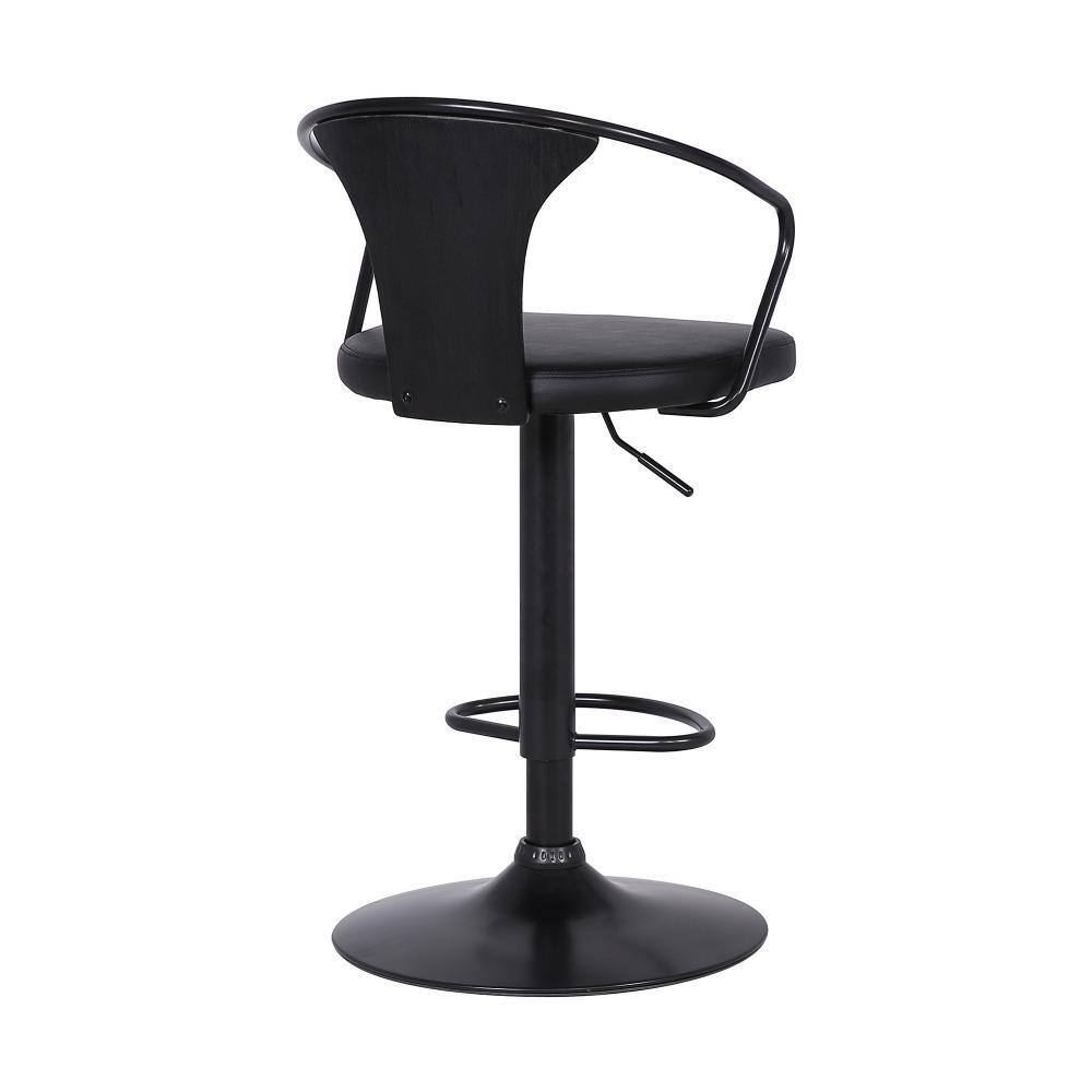 Elevate 19'' Black Leather and Wood Adjustable Swivel Barstool