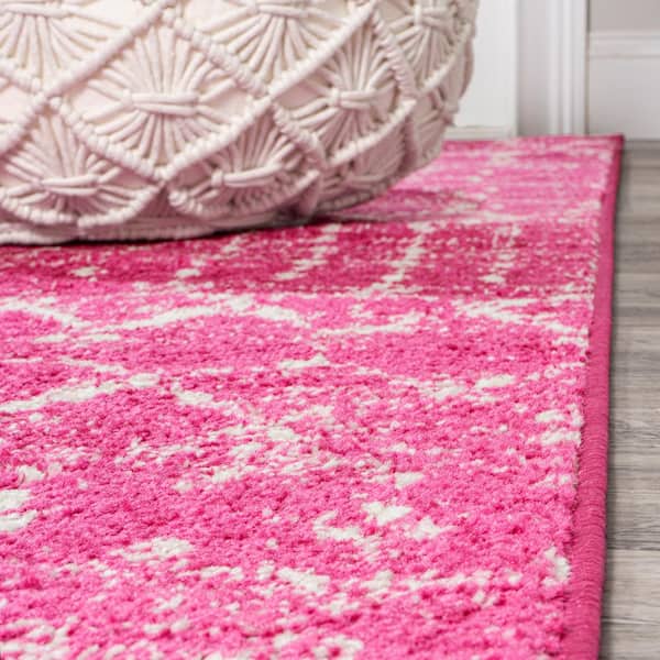JONATHAN Y Moroccan HYPE Boho Vintage Diamond Fuchsia/Ivory 4 ft