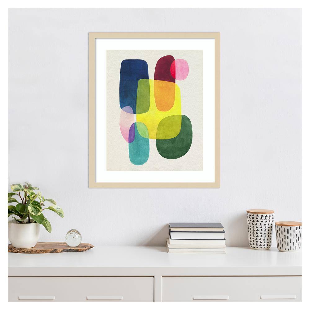 Sunlit Spectrum II Abstract Giclee Print with Natural Wood Frame
