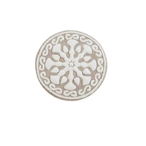 Marrakesh 25 in. x 25 in. Brown Taupe Medallion Tufted Cotton Round Bath Rug