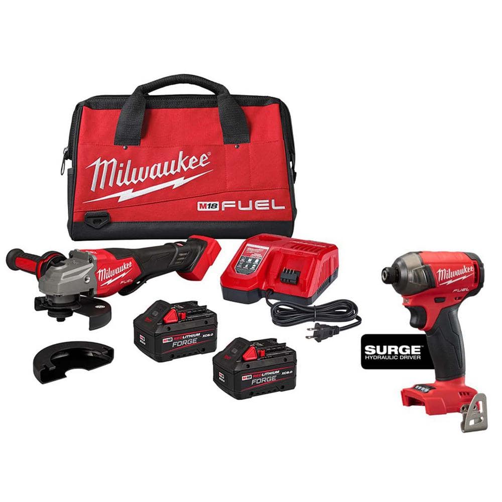 M18 FUEL 18-Volt Lith-Ion Brushless Cordless 4-1/2 in. /6 in. Braking Grinder w/ Two XC 8.0 Ah Battery & Impact Driver price history on PriceWatchPro