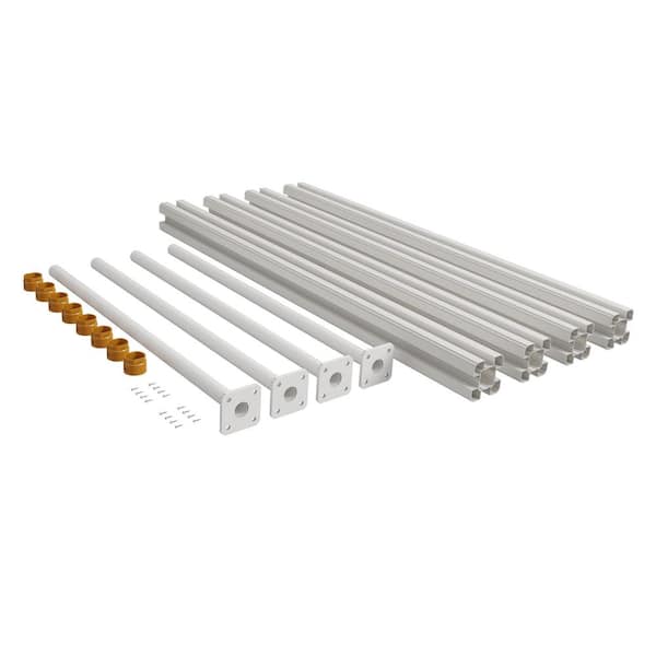 Premium No-Dig 5 ft. Vinyl Fence Post & Surface Mount Bundle (4-Pack)