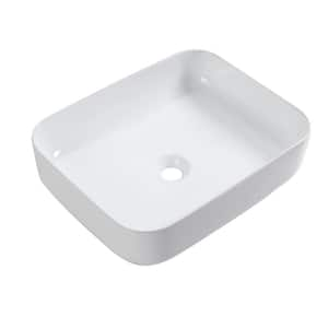 20 in. Rectangular Vessel Bathroom Sink in White Ceramic